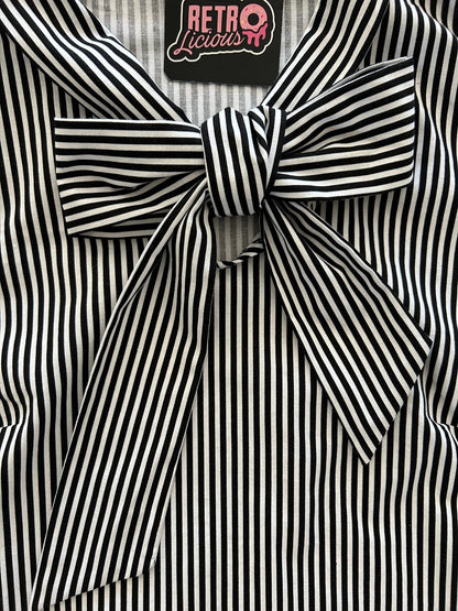 Black Striped Bow Top - 4X only, 1 left! Retrolicious