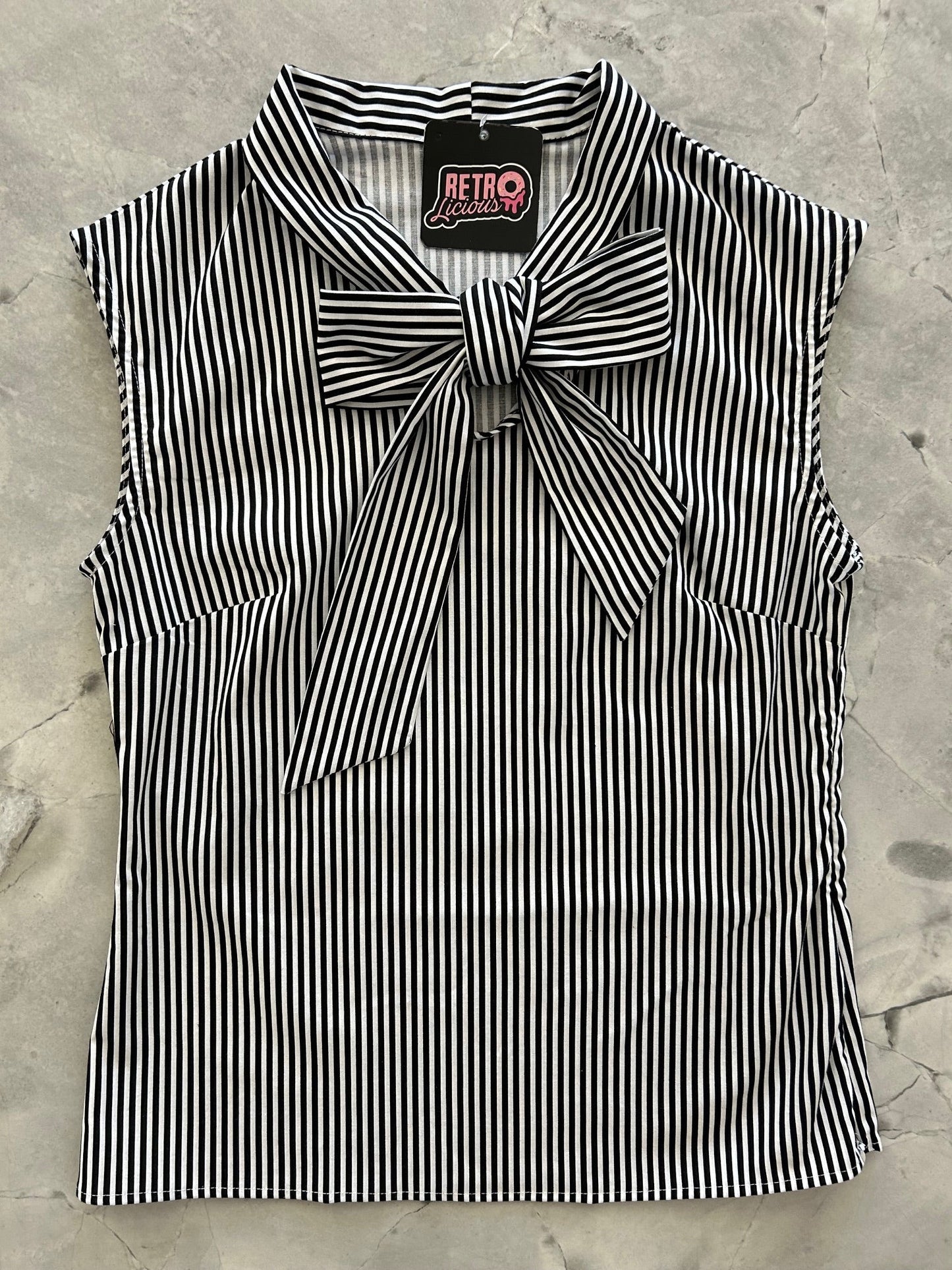 Black Striped Bow Top - 4X only, 1 left! Retrolicious
