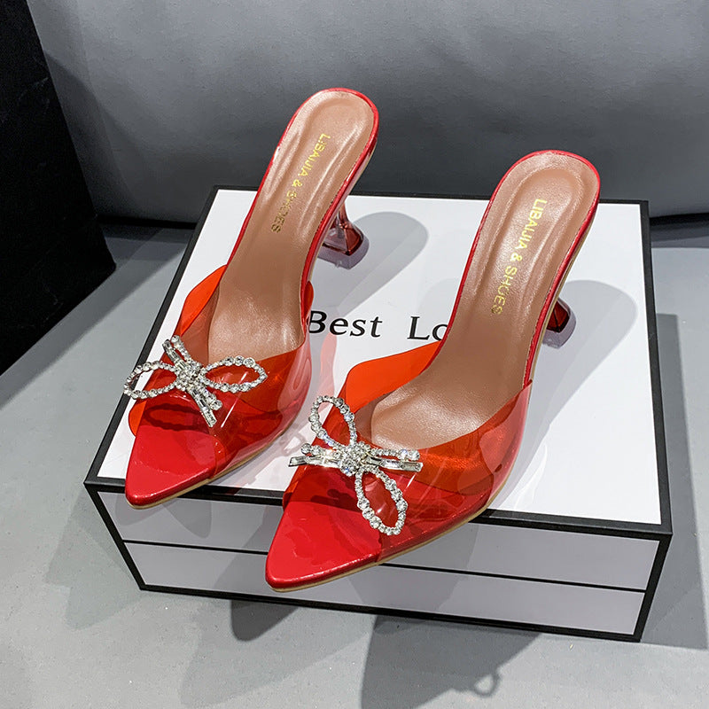 Plus Size Women's High Heels Big Bow Rhinestone Buckle Wedding Shoes Crystal Red High Heel Sandals See size chart under “more details” The Fashion Celestial