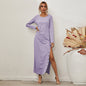 Long Sleeve Casual Long Dress With Split Buttons Grayceful LLC