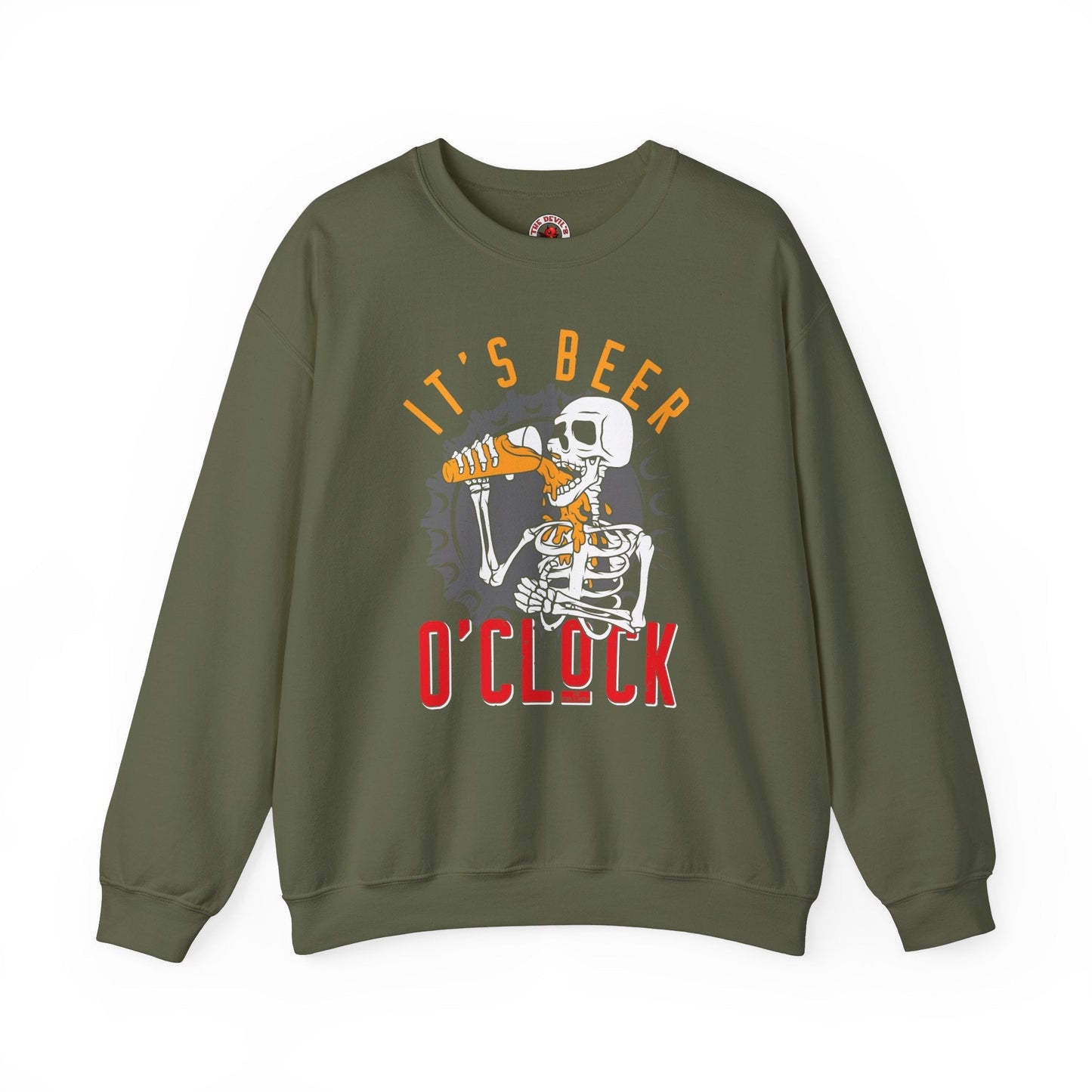 It's Beer O'Clock Skeleton Crewneck Sweatshirt The Devil's Pickle