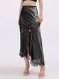 Lace Trim Asymmetrical Midi Skirt See size chart under “more details” The Fashion Celestial