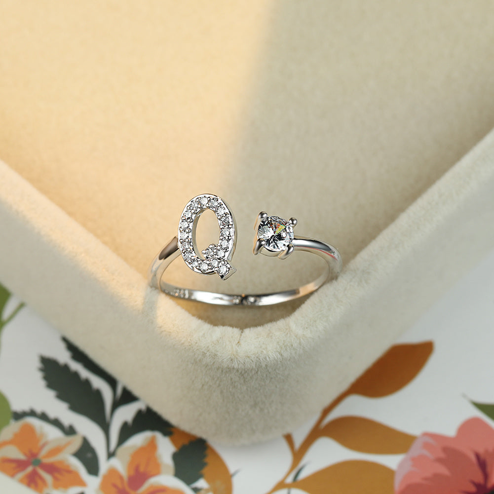 Popular Fashion Silvery AZ Letter Ring Initials Wedding Love Couple Rings Bridesmaid Gift NovaCart