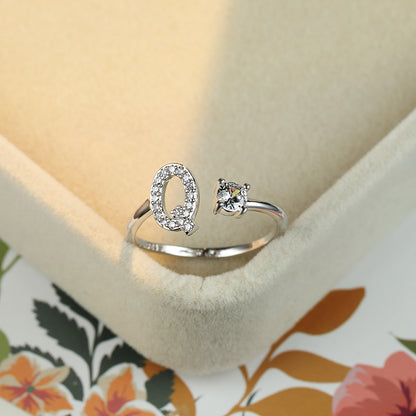 Popular Fashion Silvery AZ Letter Ring Initials Wedding Love Couple Rings Bridesmaid Gift NovaCart