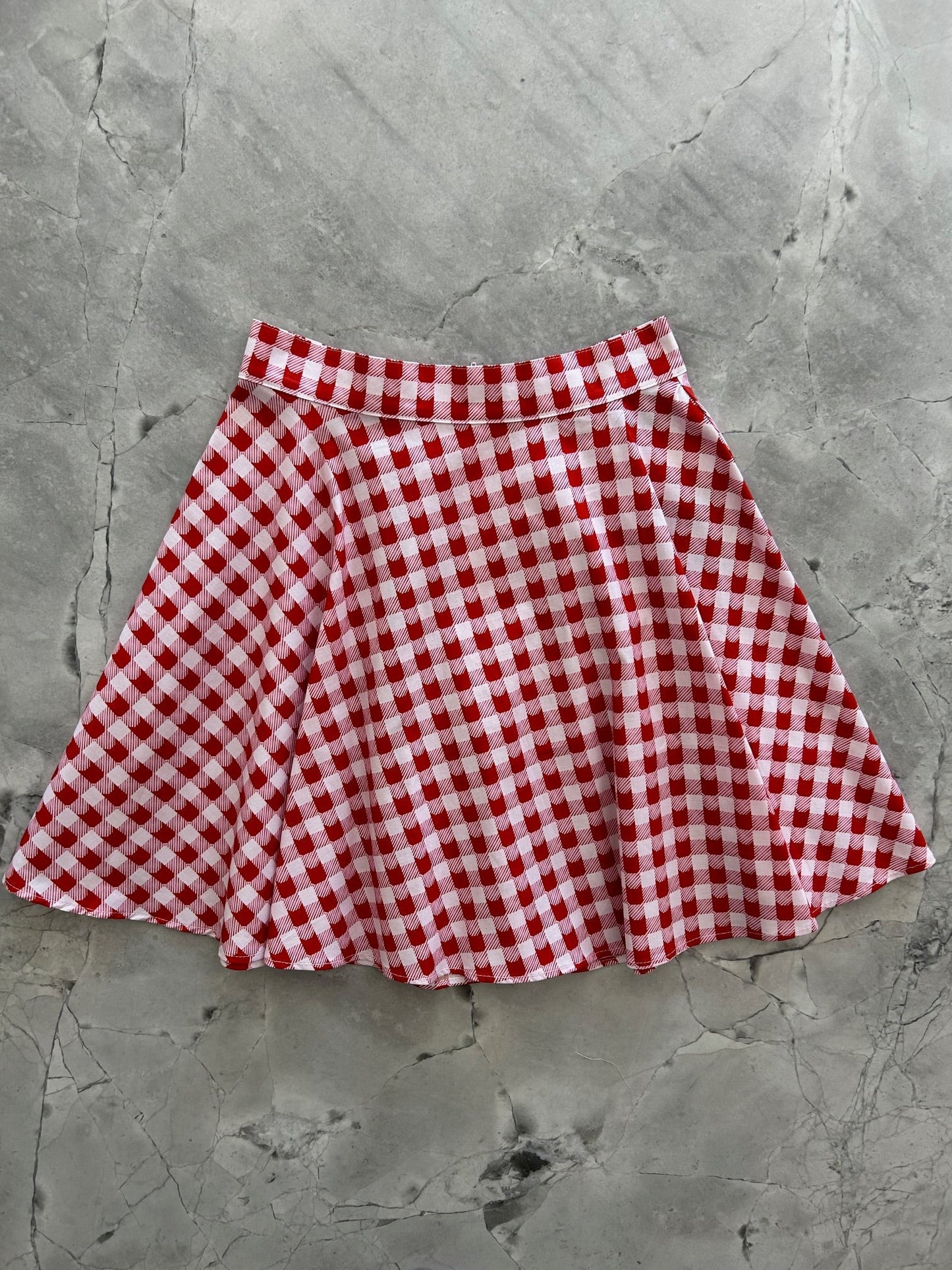 Red Check Kitties Skater Skirt Retrolicious