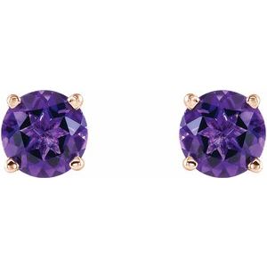 14K Rose 5 mm Natural Amethyst Earrings Ethereal Legacy Boutiques