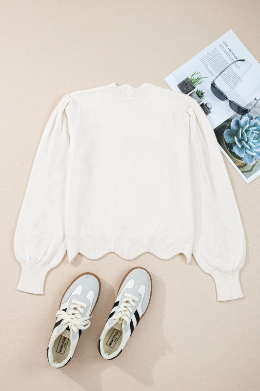 Floral Embroidered Scallop Hem Sweater Shop Style & More | Fresh Looks, Everyday Deals & Free Shipping