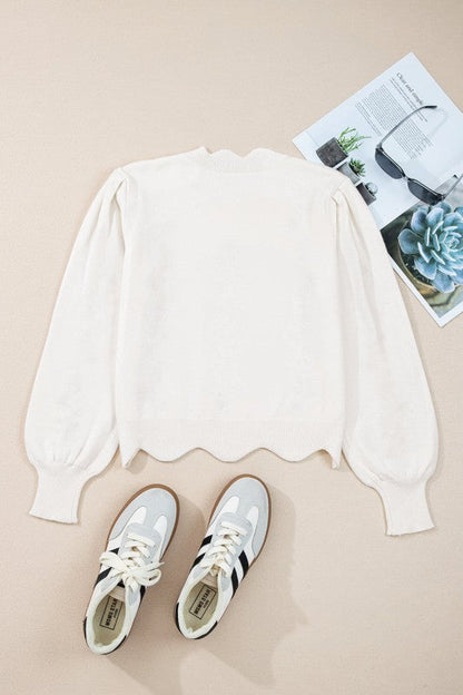 Floral Embroidered Scallop Hem Sweater Shop Style & More | Fresh Looks, Everyday Deals & Free Shipping