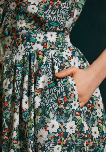Winter Floral Doris Skirt Retrolicious