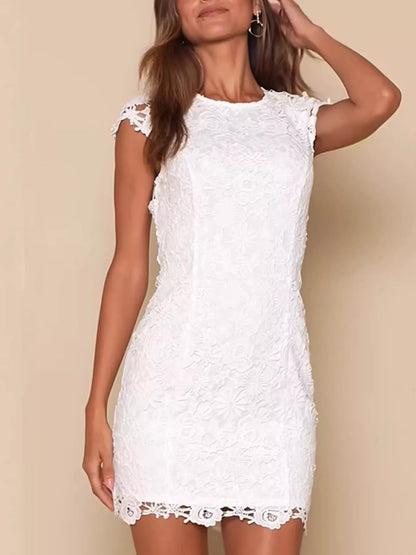Backless Lace Cap Sleeve Dress New Era Fashion LLc