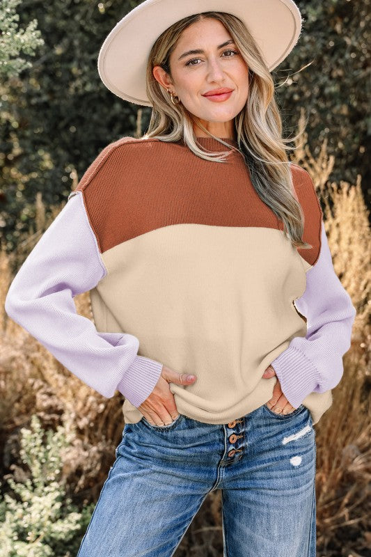 Colorblock Ribbed Knit Long Sleeve Sweater Shop Style & More | Fresh Looks, Everyday Deals & Free Shipping