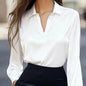 Women’s V‑Neck Business Casual Blouse – Relaxed Fit Long Sleeve Shirt FitiqueFit