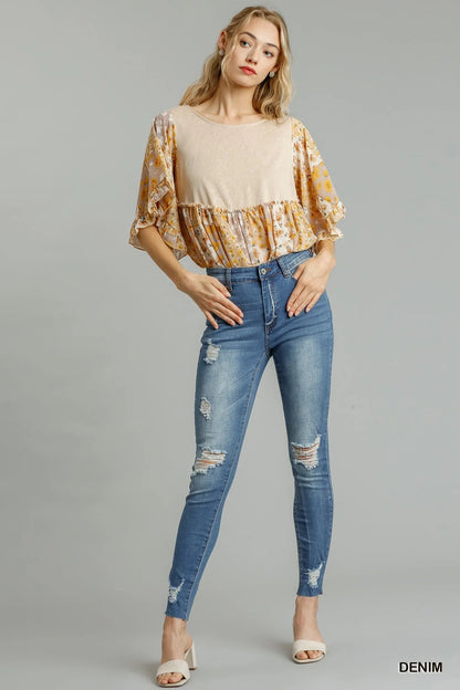 Umgee Distressed Skinny Jeans with Edge Detail West2East Surf