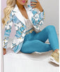 Women's Printed Coat & Trousers Two-Piece Set – 19 Prints, Casual Fashion Suit FitiqueFit