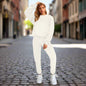 👚 Women's Solid Color Round Neck Pullover Sweatshirt & Pants Set FitiqueFit
