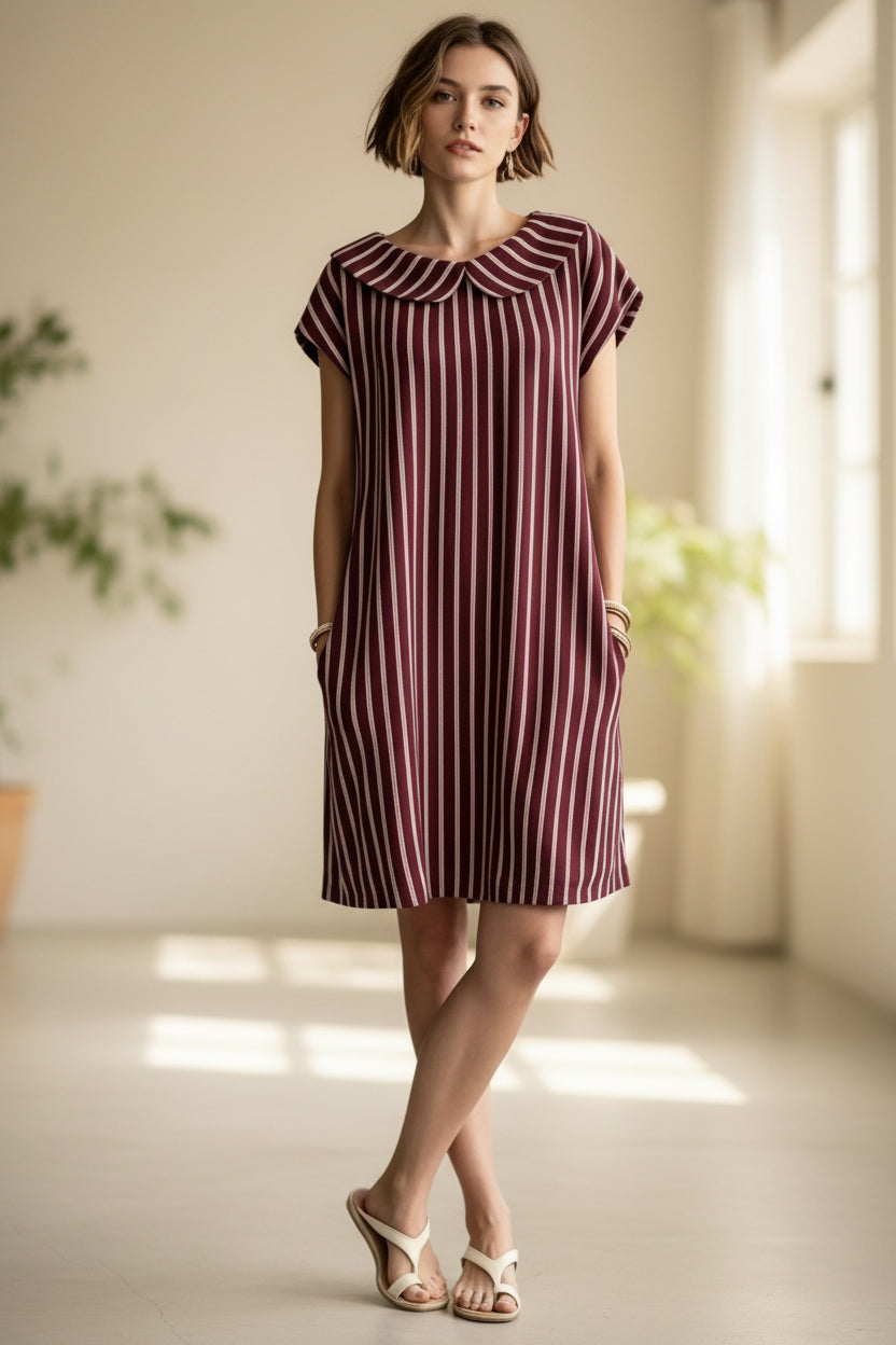 Women's Striped Bodycon Midi Dress – High-Waist Sleeveless FitiqueFit