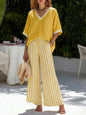 Women's Striped Tunic Top & Casual Trousers Two-Piece Set FitiqueFit