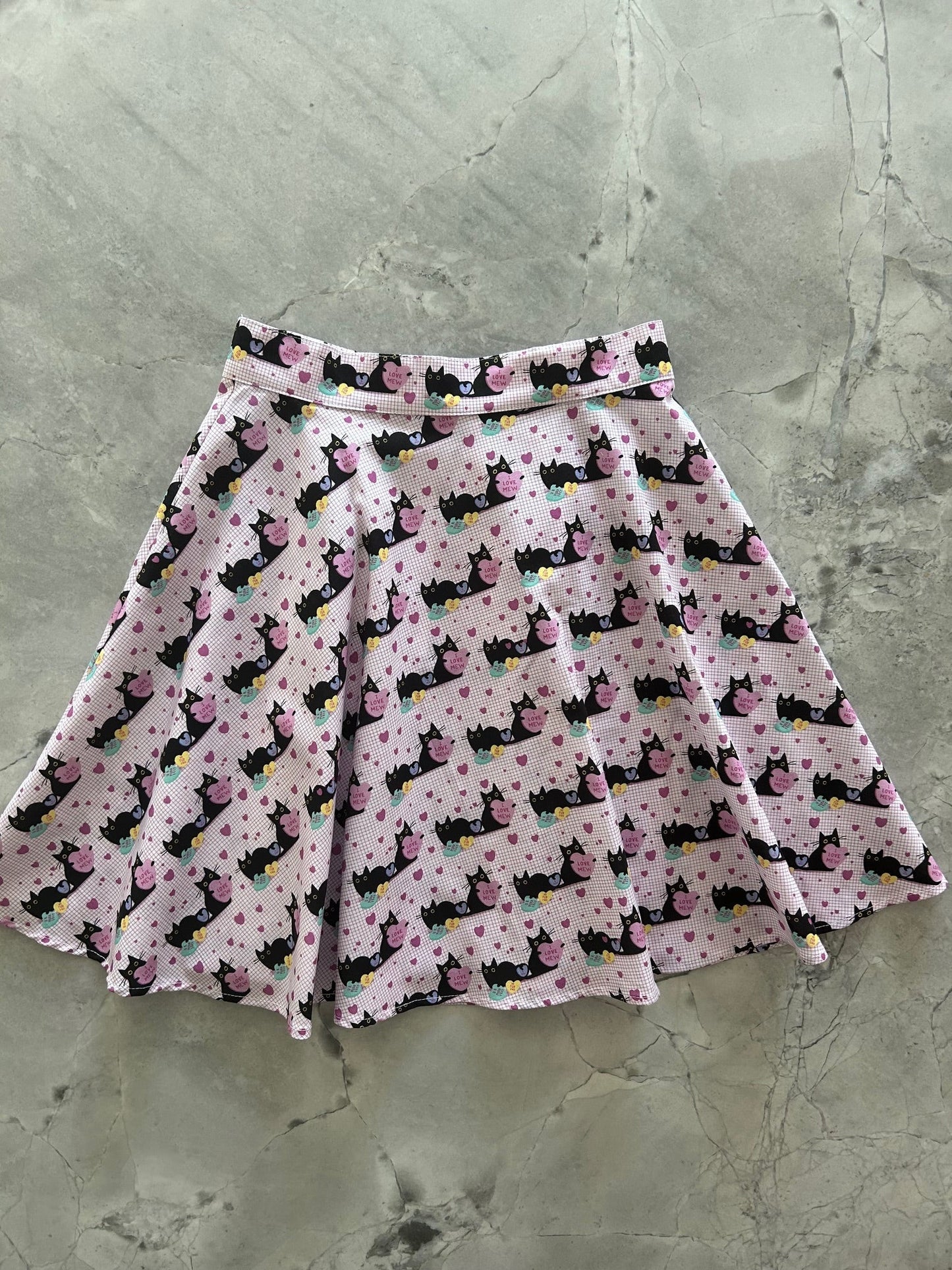 Pink Cats Skater Skirt Retrolicious