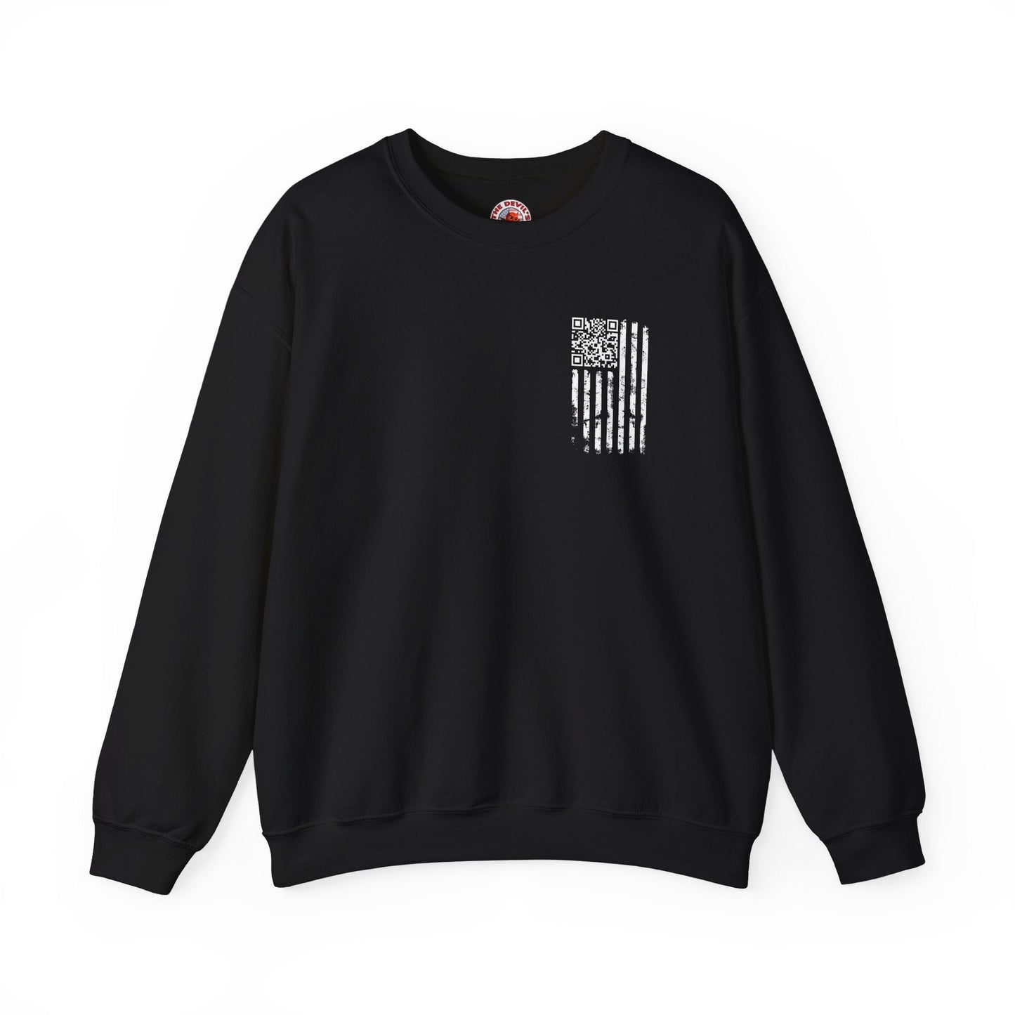 American Flag QR Code Crewneck Sweatshirt The Devil's Pickle