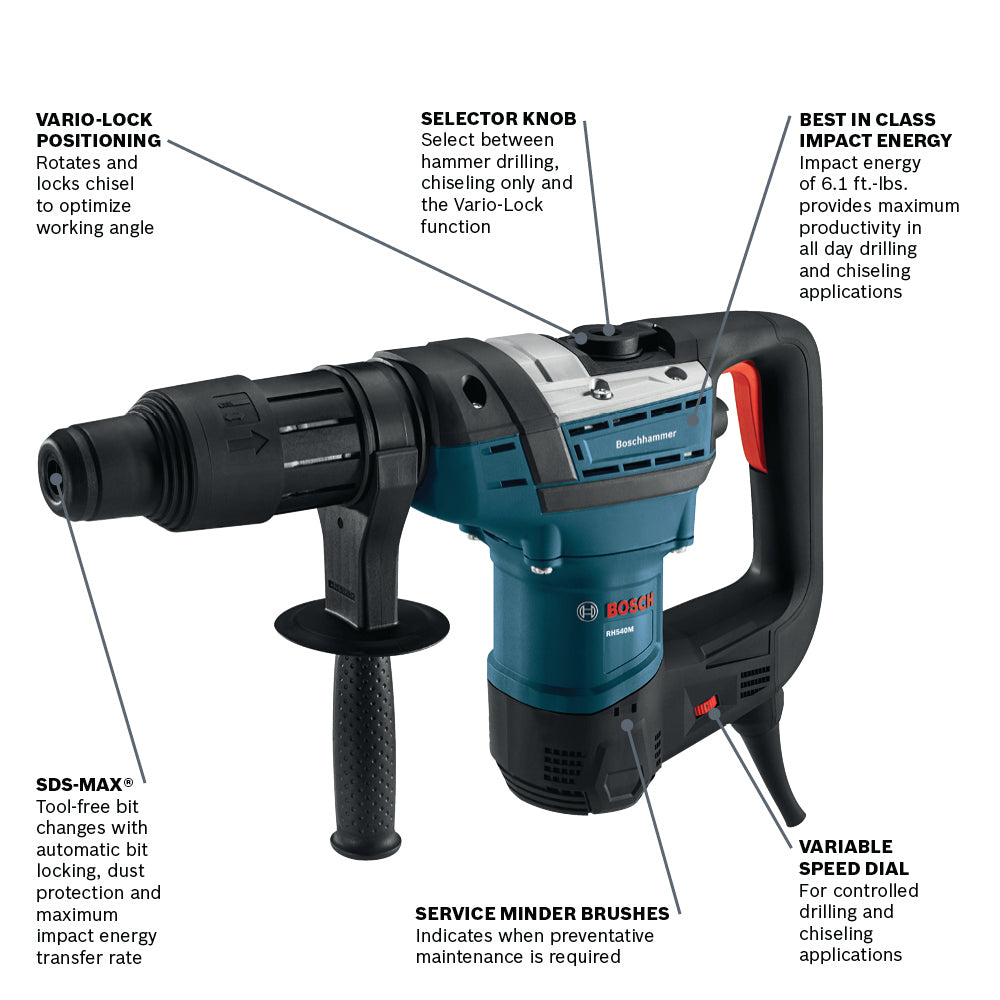 BOSCH RH540M SDS-max® 1-9/16 In. Combination Hammer VM Hardware