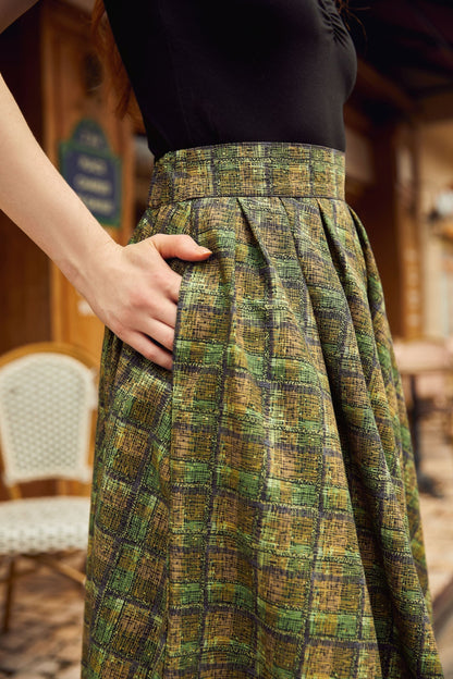 Green Plaid Doris Skirt Retrolicious