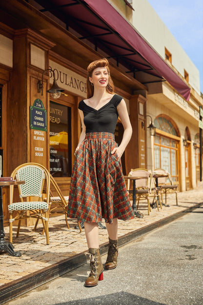Red Plaid Doris Skirt Retrolicious