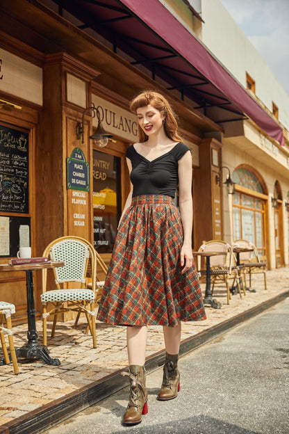 Red Plaid Doris Skirt Retrolicious
