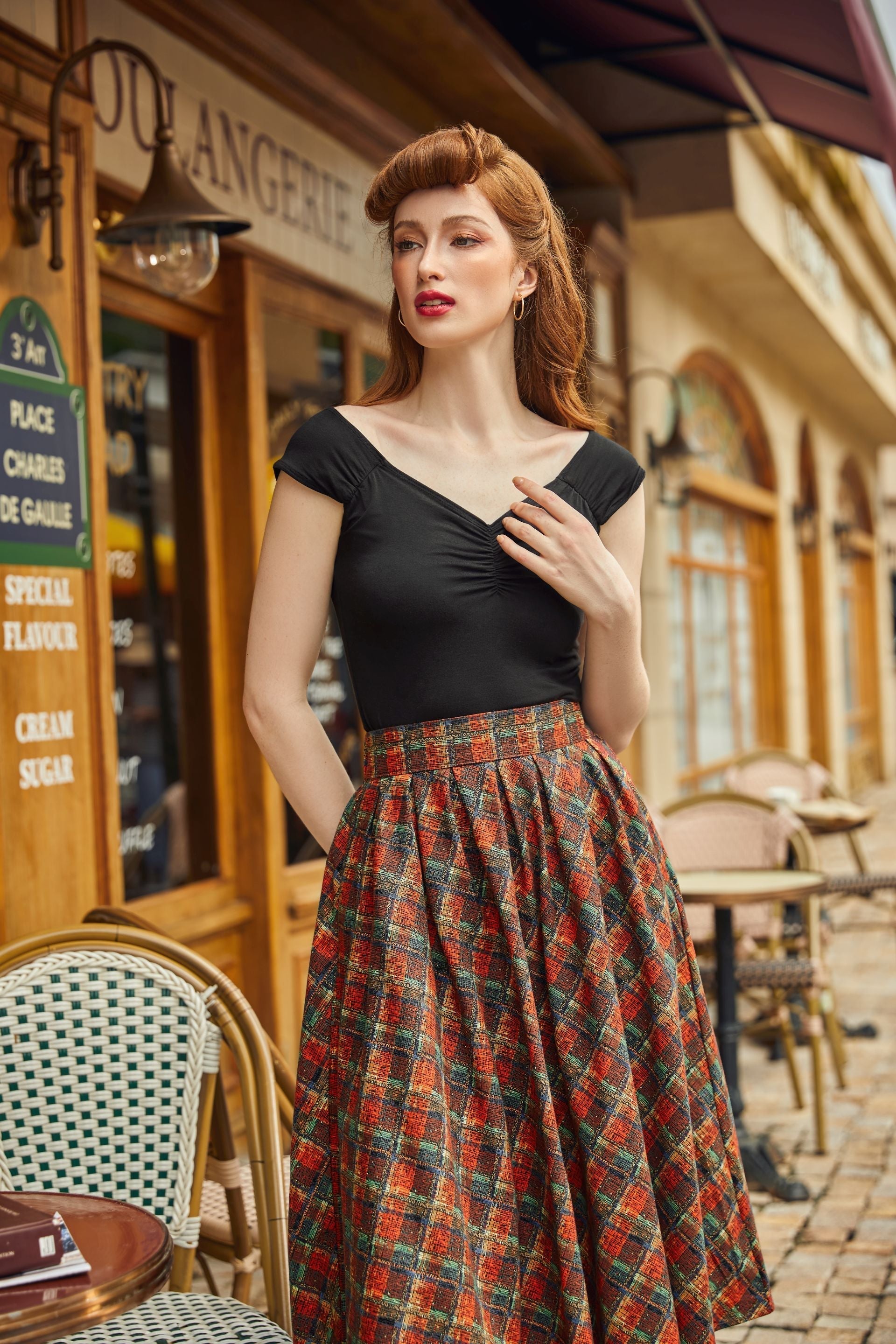 Red Plaid Doris Skirt Retrolicious