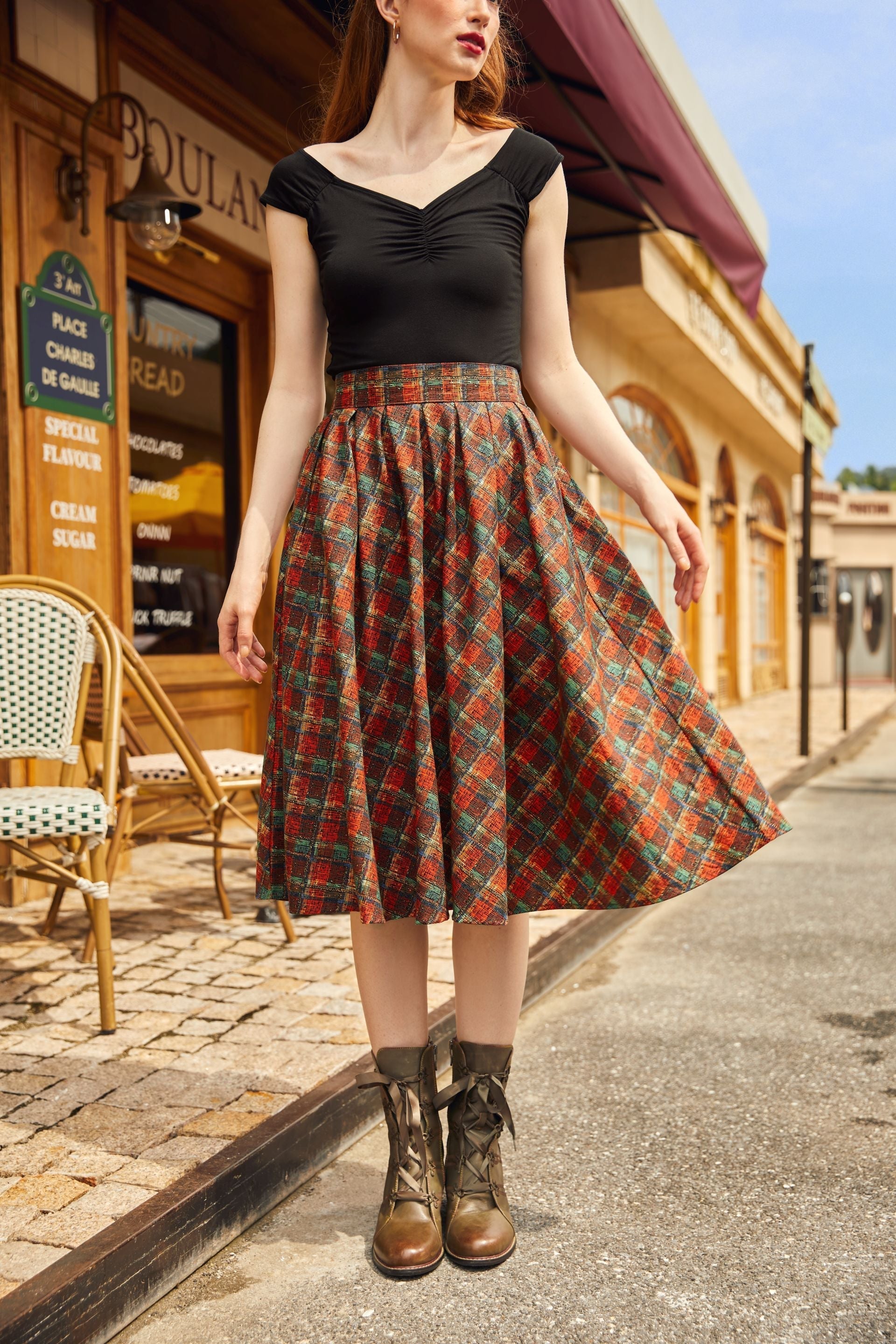 Red Plaid Doris Skirt Retrolicious
