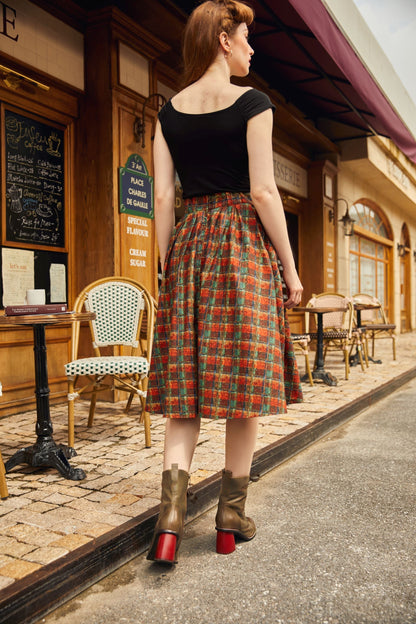 Red Plaid Doris Skirt Retrolicious