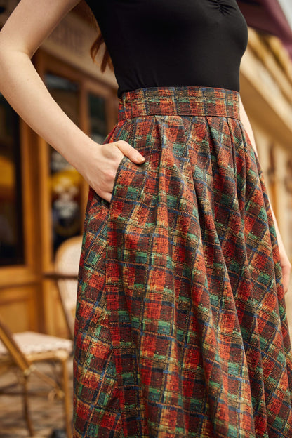 Red Plaid Doris Skirt Retrolicious