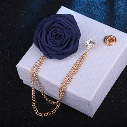 Men's Wedding Ceremony Groom Handmade Rose Chain Brooch NovaCart