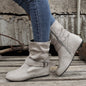 1.18inch Inner Height Increase Women's Short Boots with Flat Sole, Buckle Closure, Comfortable, Warm, and Lightweight, Women Shoes NovaCart