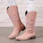 Mid Calf Women's V-cut Embroidery Western Cowgirl Boots