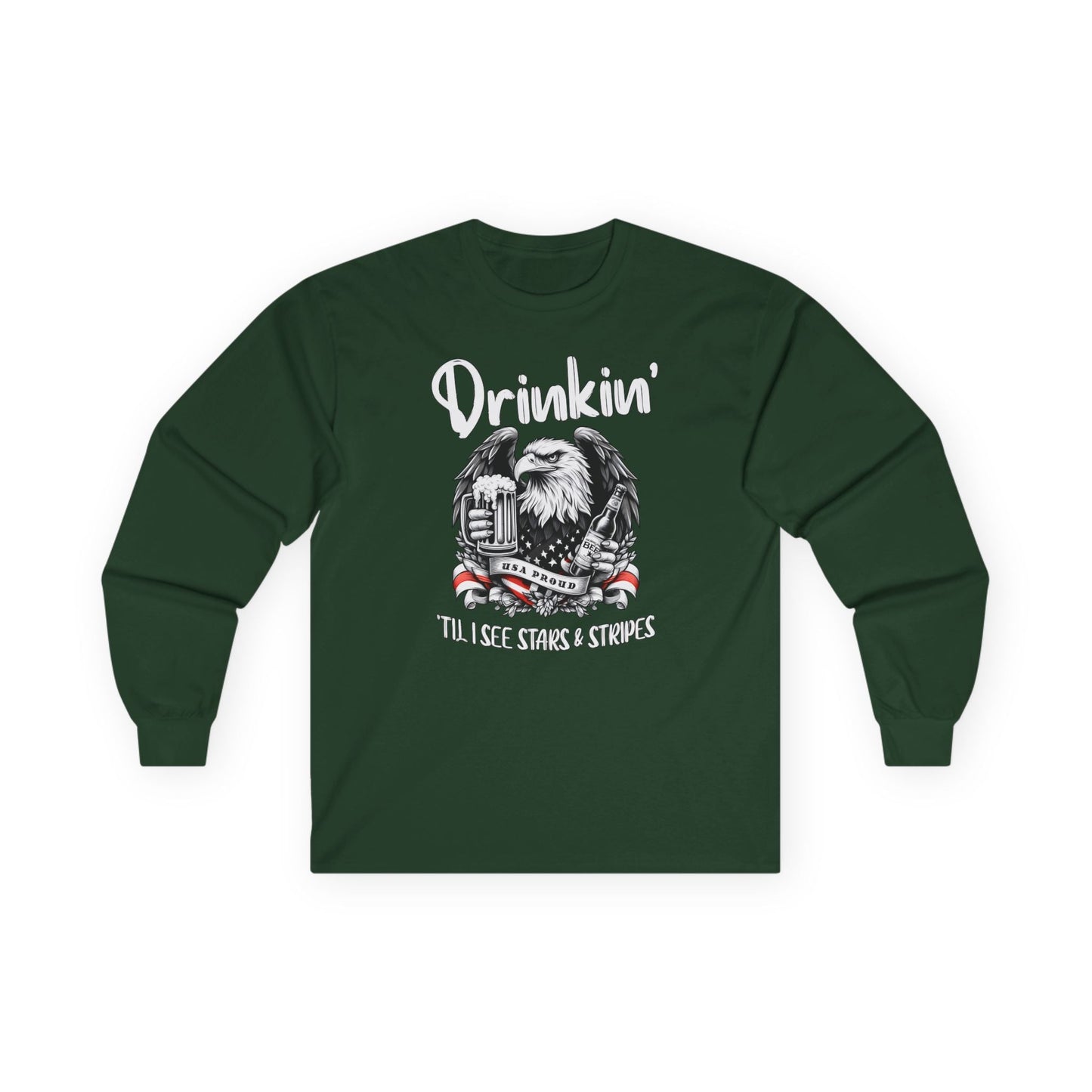 Drinkin' Til I See Stars & Stripes Long Sleeve Tee The Devil's Pickle