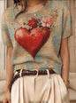 Women's Retro Short-Sleeve Jacquard Knit Top FitiqueFit