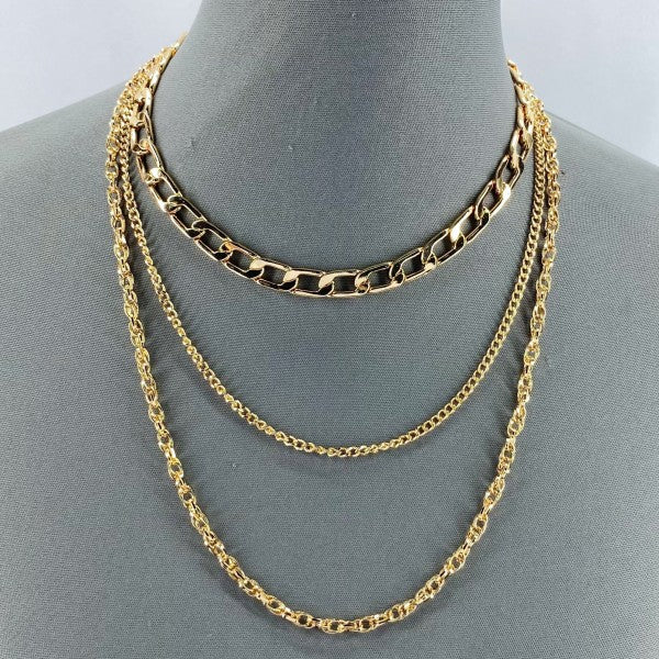 Multi Layered Gold Finish Necklace With Cuban Link Shop Style & More | Fresh Looks, Everyday Deals & Free Shipping