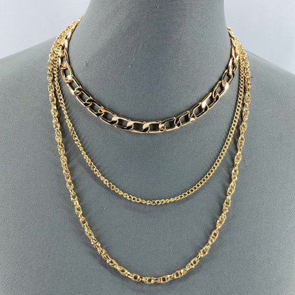 Multi Layered Gold Finish Necklace With Cuban Link Shop Style & More | Fresh Looks, Everyday Deals & Free Shipping