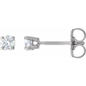 Sterling Silver 3 mm Imitation White Cubic Zirconia Earrings Ethereal Legacy Boutiques