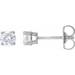 Sterling Silver 4.5 mm Imitation White Cubic Zirconia Earrings Ethereal Legacy Boutiques