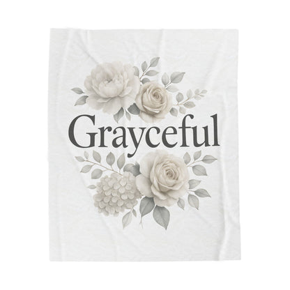 Elegant Floral Throw Blanket - Cozy Velveteen Plush Blanket for Home Decor, Gift for Her, Modern Chic Style, Occasion: Birthdays, [...] Grayceful LLC
