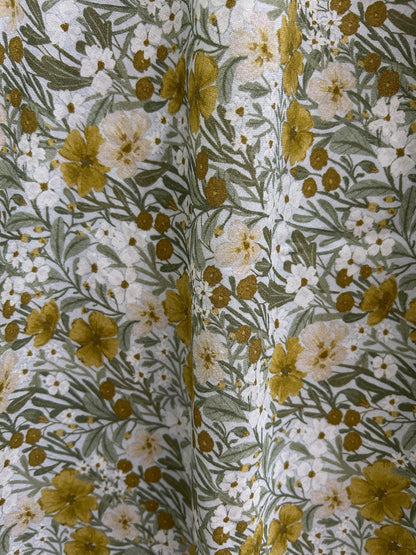 Mustard Floral Midi Dress Retrolicious