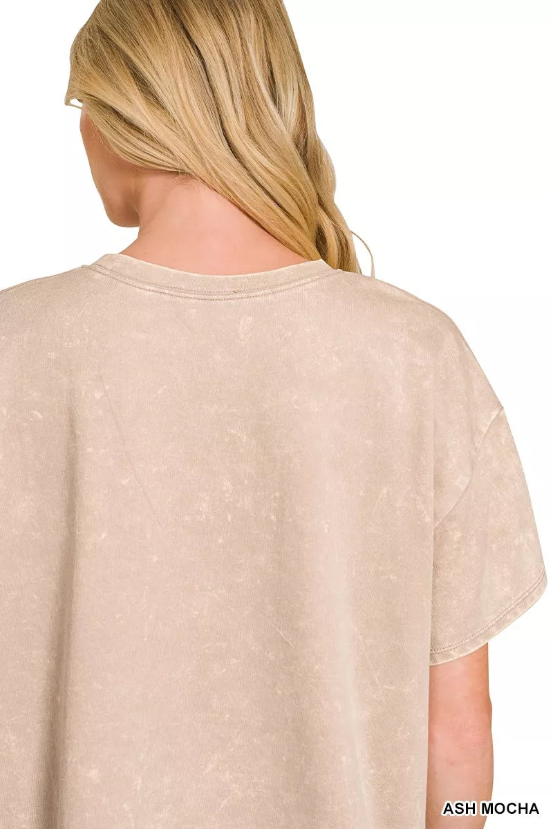 Zenana French Terry Acid Washed Relaxed Top & Short Set New Era Fashion LLc
