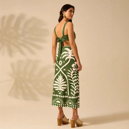 Women's Floral Printed Camisole & High-Waisted Midi Skirt Set FitiqueFit