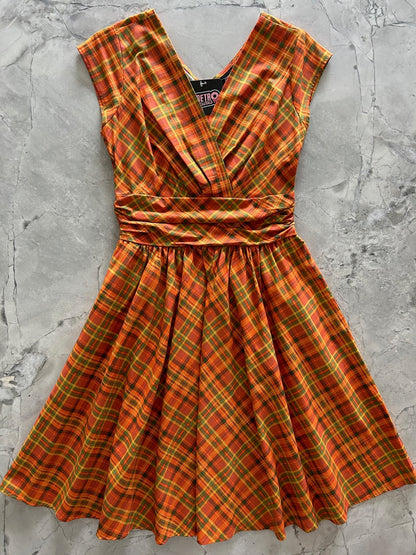 Orange Plaid Greta Dress Retrolicious