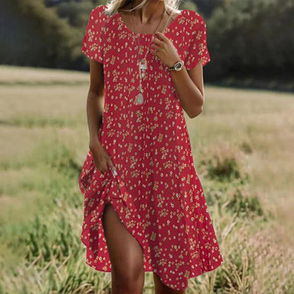 Ethnic Print Midi Dress – Scoop Neck Geometric Pattern Boho Dress FitiqueFit
