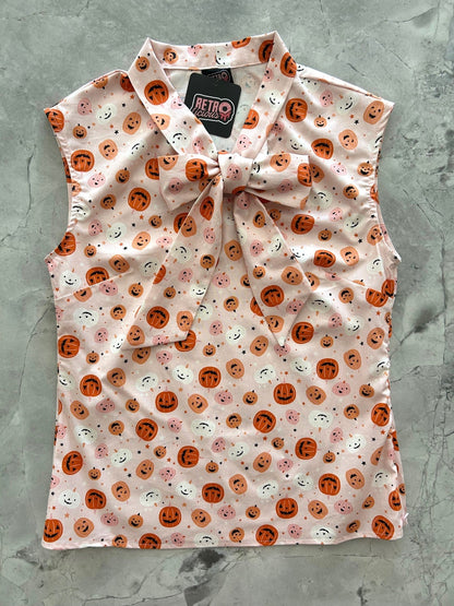 Pink Jack-o’-lantern Bow Top Retrolicious