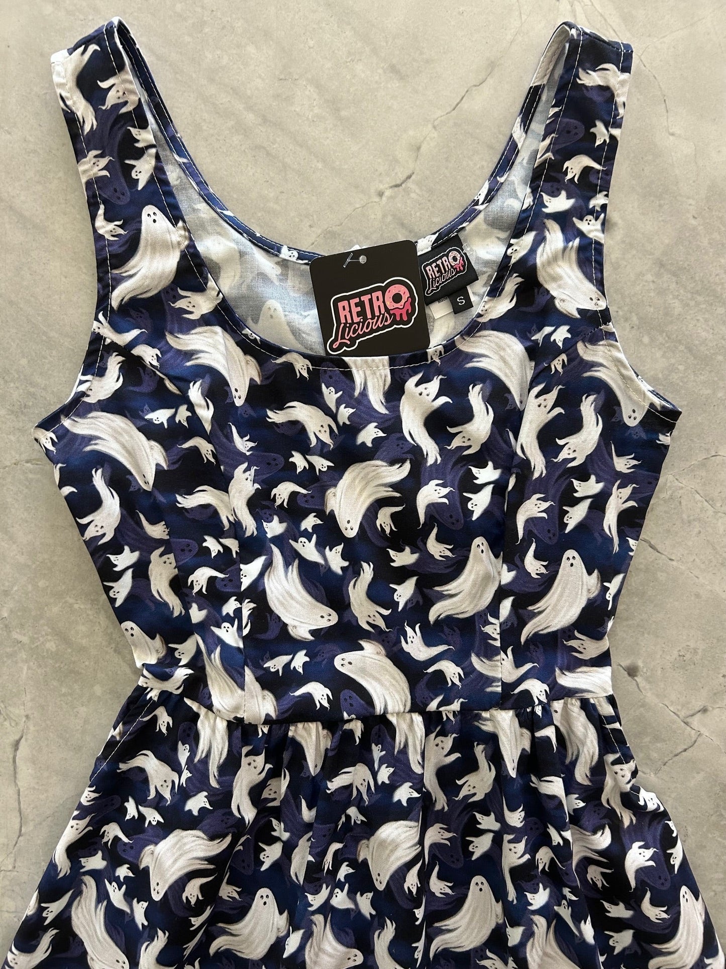 Flying Ghosts Shorter Length Fit & Flare Dress Retrolicious