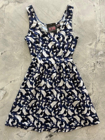 Flying Ghosts Shorter Length Fit & Flare Dress Retrolicious