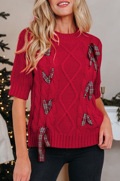 Christmas Plaid Lace-Up Puff Sleeve Sweater Shop Style & More | Fresh Looks, Everyday Deals & Free Shipping